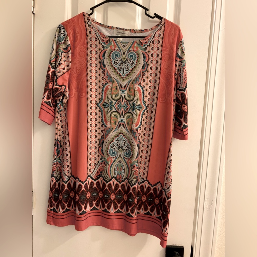 Orange multi pattern blouse